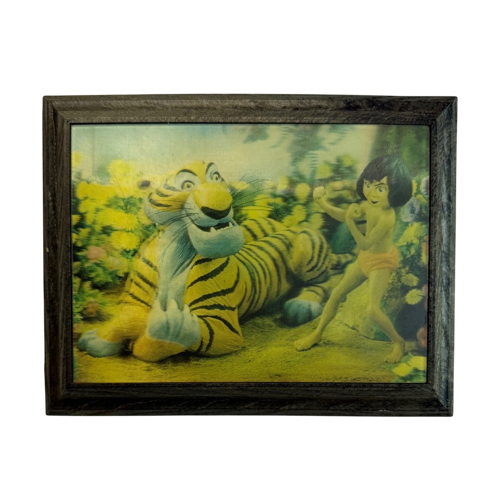 The Jungle Book Vtg 1960s Lenticular 3D Motion Art Mowgli Shere Khan Frame